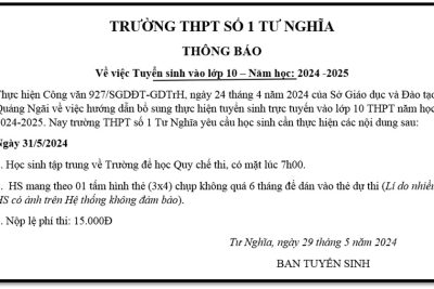 THÔNG BÁO PHỔ BIẾN QUY CHẾ THI TUYỂN SINH VÀO 10 NĂM HỌC 2024 – 2025